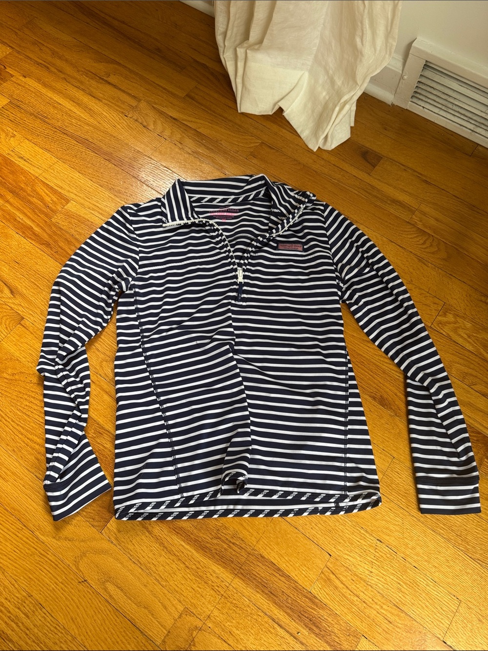 Vineyard Vines Navy & White Striped Quarter-Zip Pullover